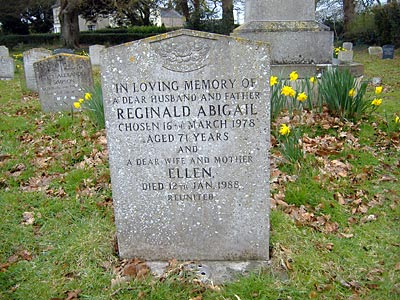 Reggie Abigail's gravestone 21st March 2008