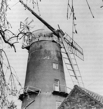Mill after sail had blown off showing damaged stage
