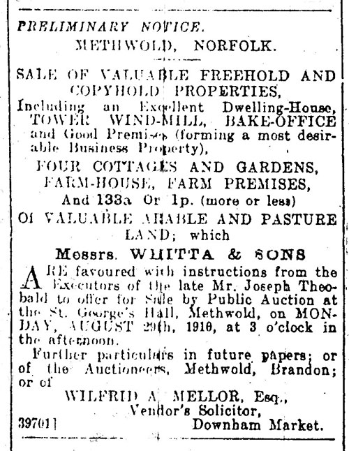 Lynn Advertiser - 12th August 1910
