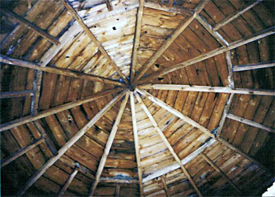 Internal view of the roundhouse roof at South Elmham 2001