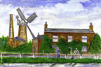 Painting by William Smith depicting the mill in 1900