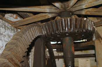 The pit wheel, wallower and spur wheel above
