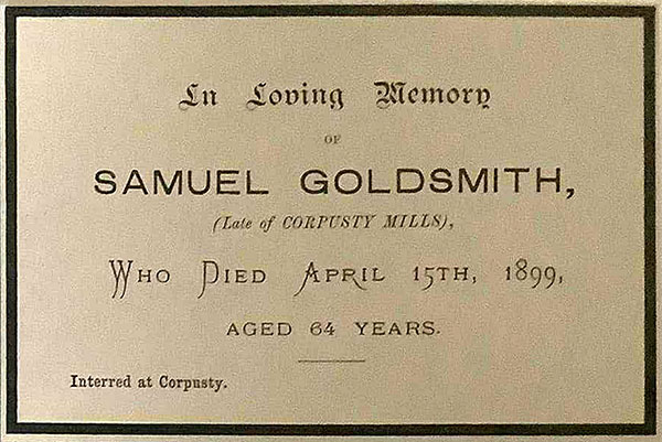 Samuel Goldsmith death 1899