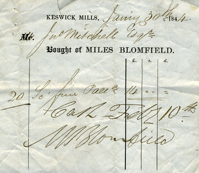 Bill from Miles Blomfield - 30th January 1844