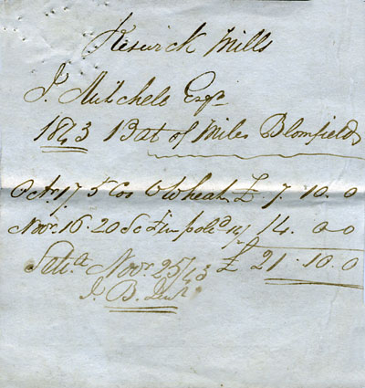 Bill from Miles Blomfield - 25th November 1843 