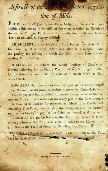 New mill regulations June 1756 found on toybox lid