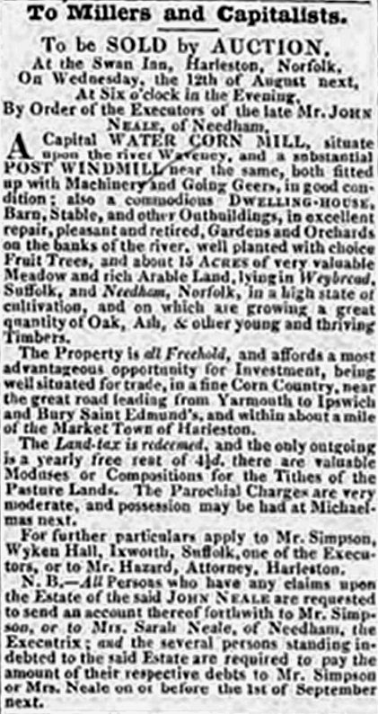 Auction Notice - August 1835