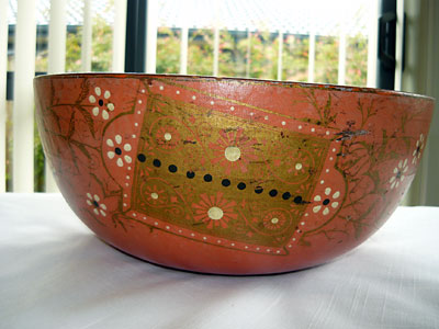 Pulpware bowl used as a sewing bowl in New Zealand